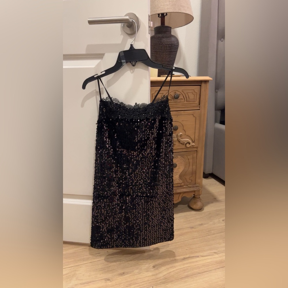 Free People Black Lace Sparkle Dress